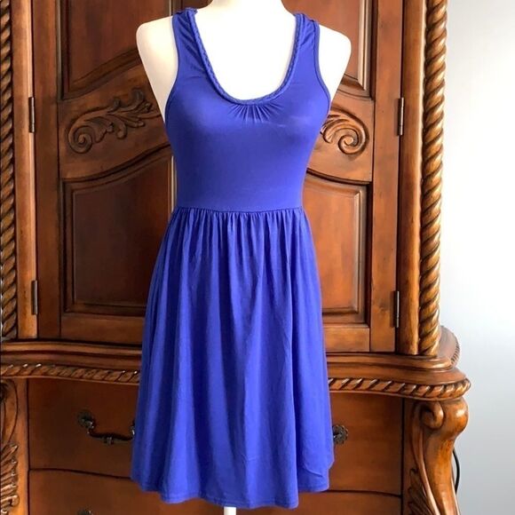 Royal Blue cotton knit racer back dress- Size S - Picture 1 of 4